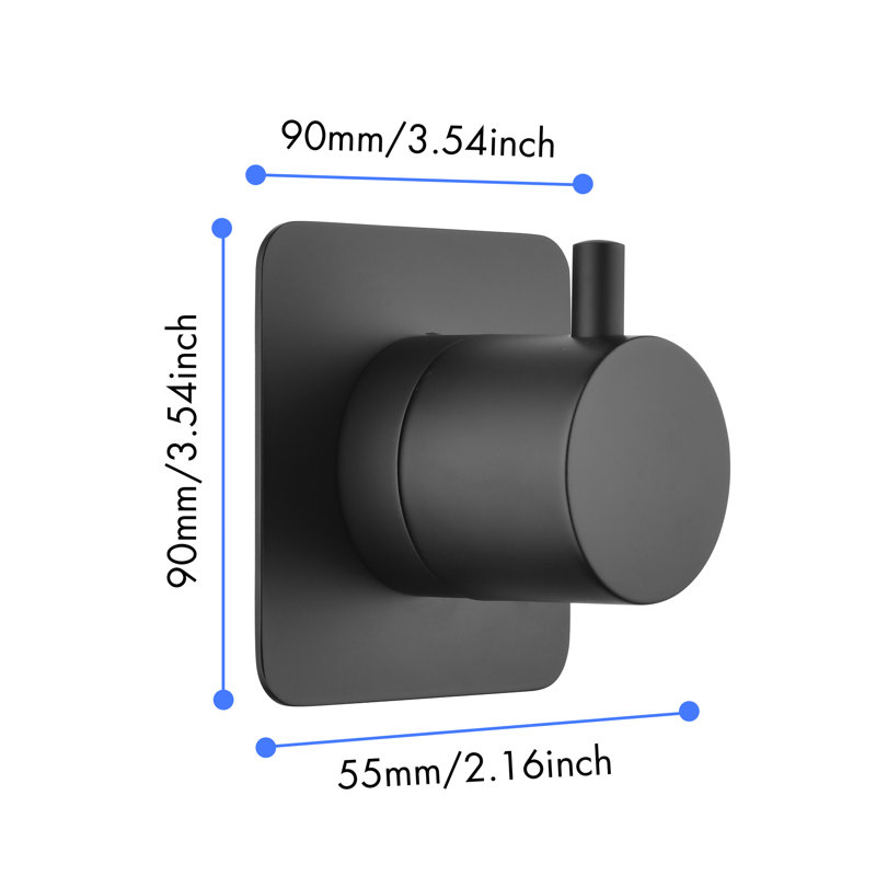 3/4" Brass Handle Volume Control Shower Valve - Matte Black Adjustable, Corrosion 3.56 In. W X 2.23 H D 1.82 Lb Weight Cast Metal 3/4", Adjustable & Rust Proof