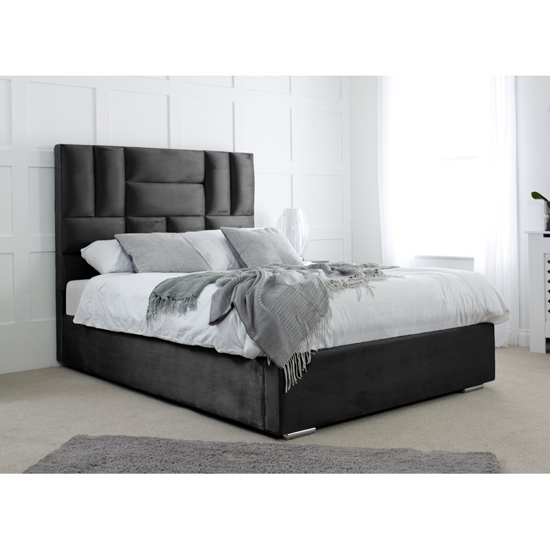 Ahkil Upholstered Bed, Single (3'), Black