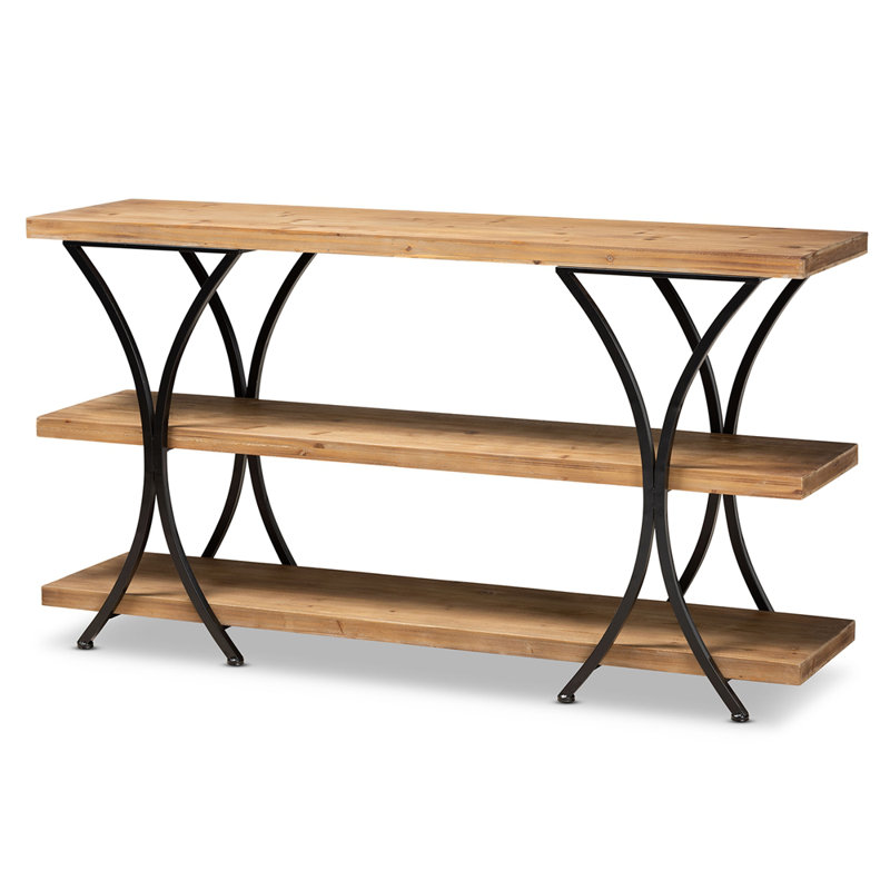Alexandro Unfinished Console Table, Natural Brown/Black 32.00'' H X 58.80'' W X 15.75'' D