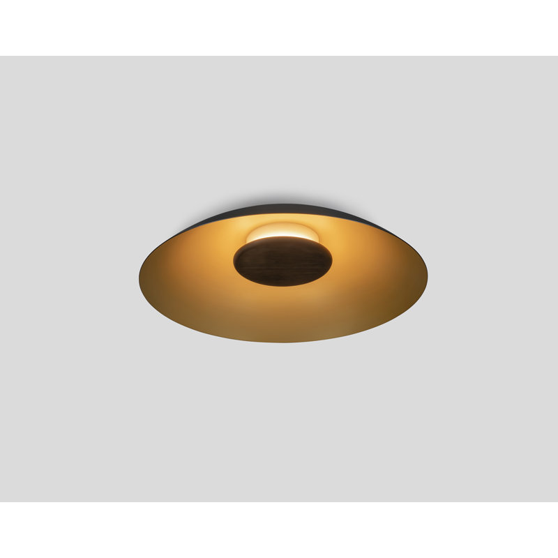 Volo 36" LED Flush Mount, Dark Stained Walnut Disc, Black, 2700K
