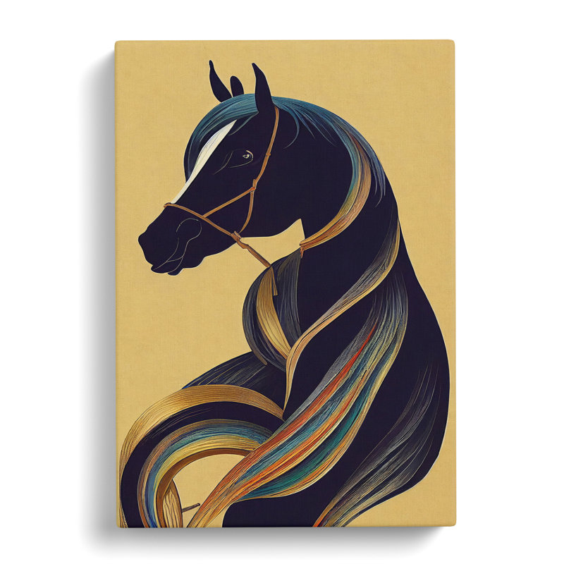 Art Deco Horse No.2 - Wrapped Canvas Print, 50cm H x 35cm W x 3cm D