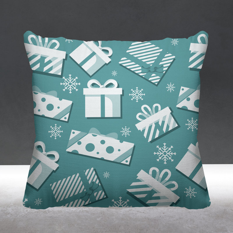 Coussin intérieur / extérieur Christmas Gift, L 17 po x H 17 po, Ciel