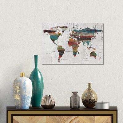 Painted World Map IV by Irena Orlov - 1 Piece Wall Art on Canvas