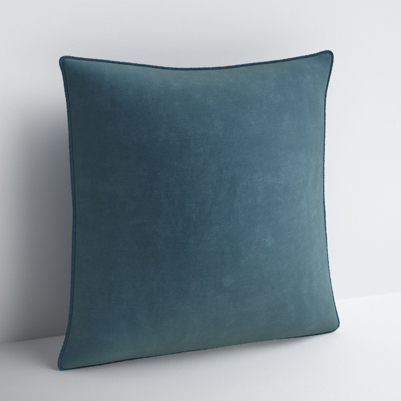 Kam Fringed Cotton Reversible Throw Pillow, Down, Blue