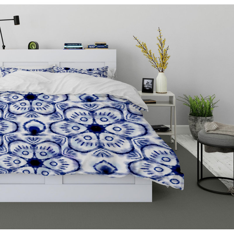 Shibori Scape Polyester Twill Duvet Cover, King Duvet Cover + 2 Pillow Cases