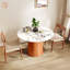 Petite table de salle à manger ronde sur pied en bois massif pour 2 à 4 personnes, durable et élégante avec plateau en pierre frittée-1004355596-1004355594