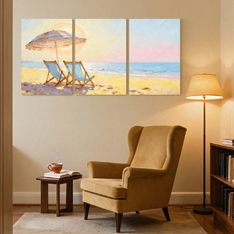 Ensemble de 3 reproductions d'art sur toile, H 24 po x l 48 po