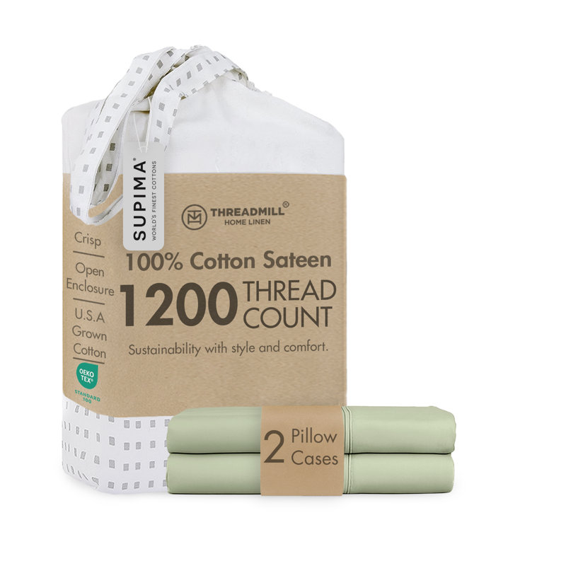 Ensemble de taie d'oreiller en coton Supima, Pillowcases - King, Sage Green