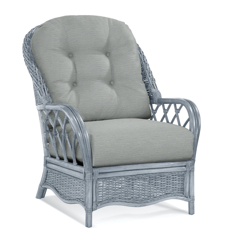  Everglade Rattan Arm Chair, Gray Sugar Performance; 0863-84, Sea Glass