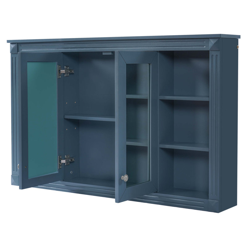 47 Inch Bathroom Mirror Cabinet With Storage, Blue