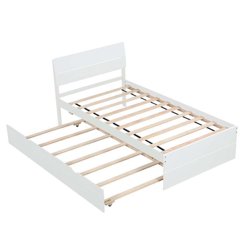 Structure de lit robuste avec lit gigogne et tête et pied de lit ultrabrillants, offrant un espace de couchage supplémentaire et un assemblage facile pour un repos confortable