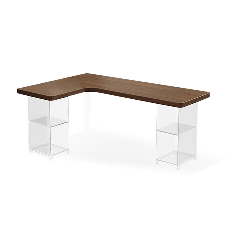 Brun clair + bureaux rectangulaires en bois massif transparent + acrylique, H 29,53 po x l 62,99 po x P 47,24 po