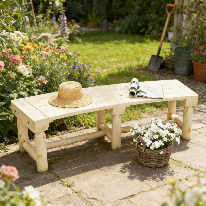 Semicircular Round Outdoor Bench, Wooden Garden Bench