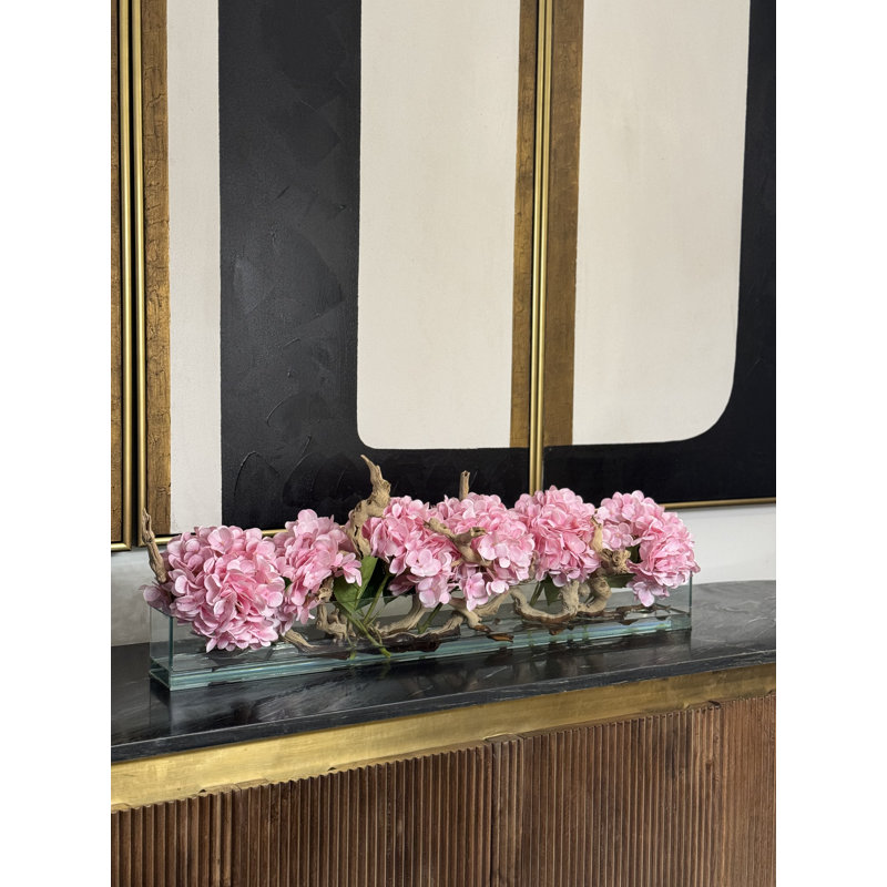 Hydrangea Arrangement in Planter, Pink