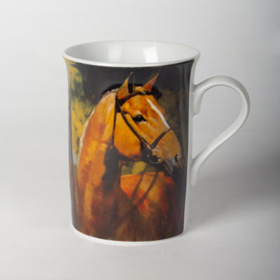 Tasse en porcelaine, chevaux