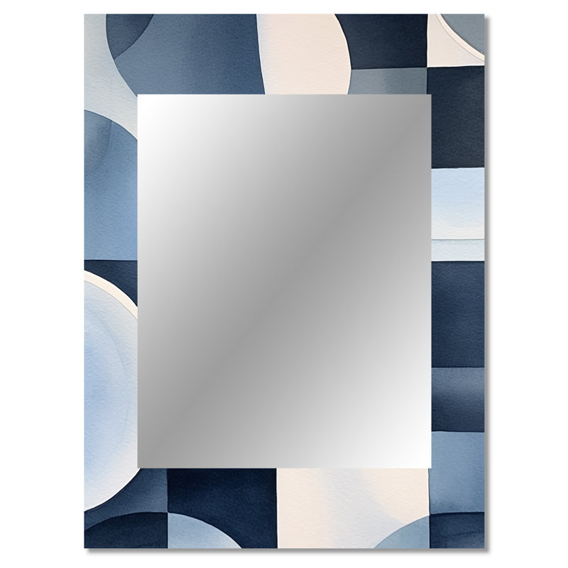 Essence Of Simplicity III - Minimalism Decorative Wall Mirror, Blue Mirror, Printed Metal Art, 40" x 30"