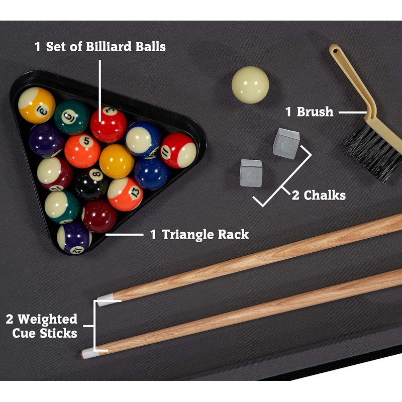 Pool Tables With Preassembled Playfields And Complete Billiard Accessory Sets, Perfect For Family Game Rooms, Gray