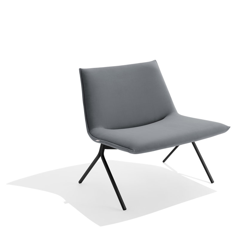 Chaise de réception Meredith, Velours gris foncé, Nickel