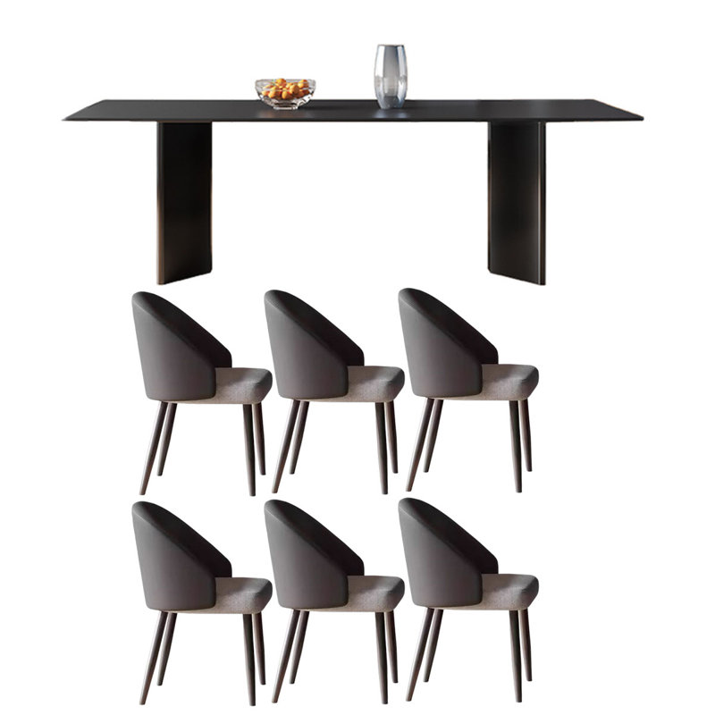 Table de salle à manger moderne en marbre noir, H 29,5 po x L 63 po x l 31,5 po