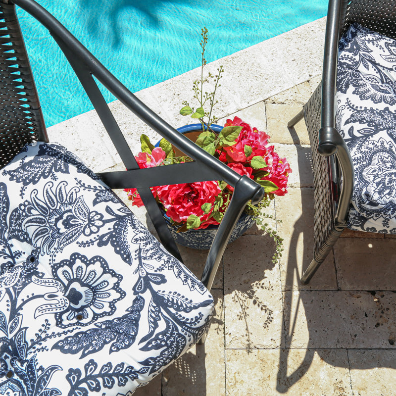 Vera Bradley by Classic Accessories Water-Resistant Patio Chair Cushions, Java Navy