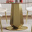 Table de salle à manger ronde de luxe de 53 pouces avec plateau en verre fumé, table de cuisine moderne pour 4 à 8 personnes, base en acier inoxydable doré et assemblage facile, table de petit-déjeuner peu encombrante pour les appartements-1787528086-1787528084