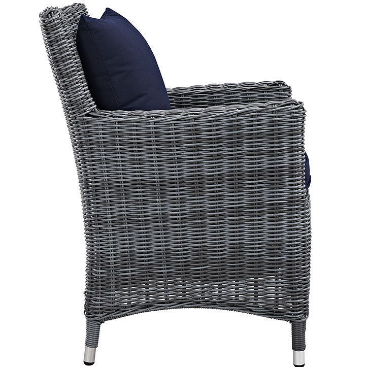 Ensemble de salle à manger 7 pièces Modway Summon, Sunbrella® bleu marine, L 83 po x l 39,5 po