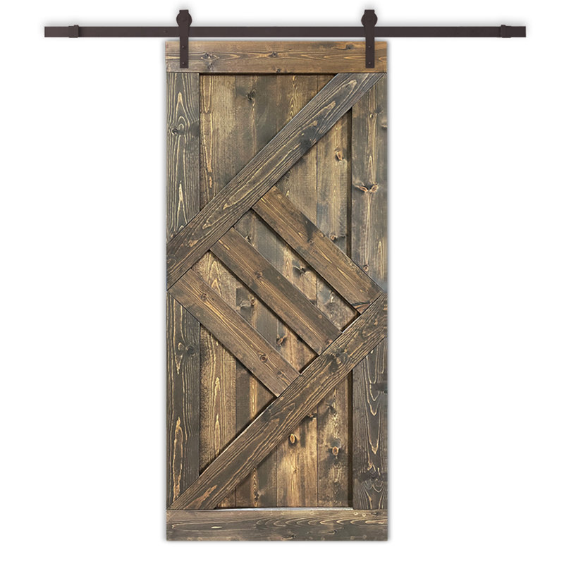 Porte de grange à panneaux et en bois avec quincaillerie d'installation, 38 po x 84 po