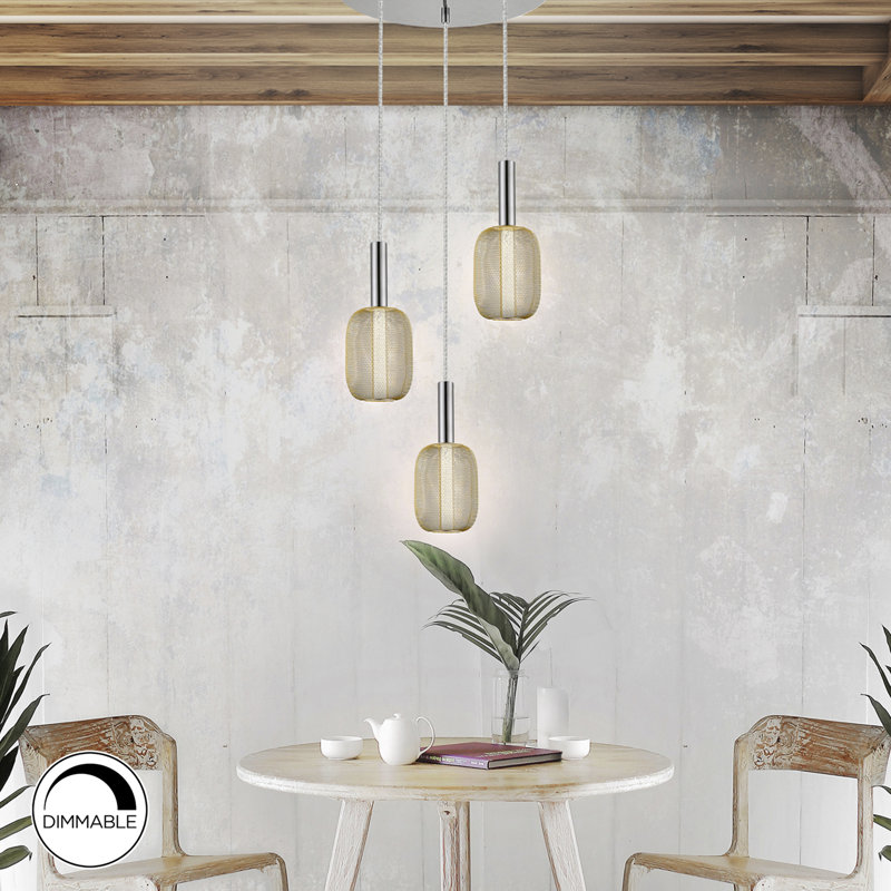 Mendota 3 - Light Chrome/Gold LED Pendant