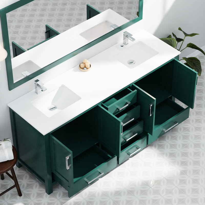 Bath Vanity, 72 In. W X 22 D, Marble, Solid Wood Base D Marble Countertop, Structure