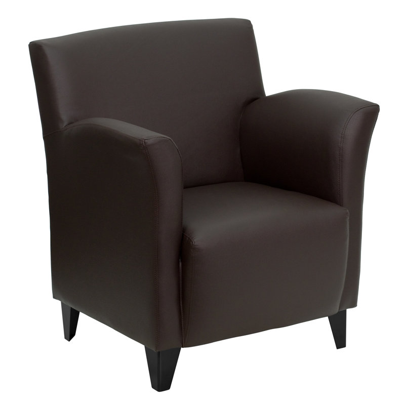 Chaise de réception en cuir l 30 po Misch, Brun