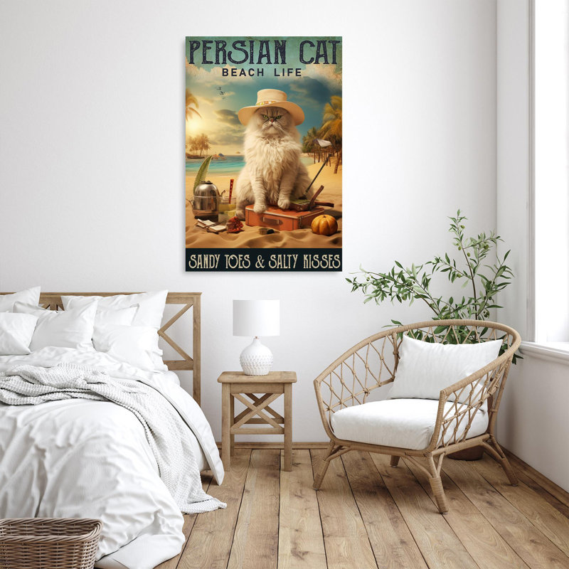 Vie de plage de chat persan, H 20 po x l 16 po x P 1,25 po