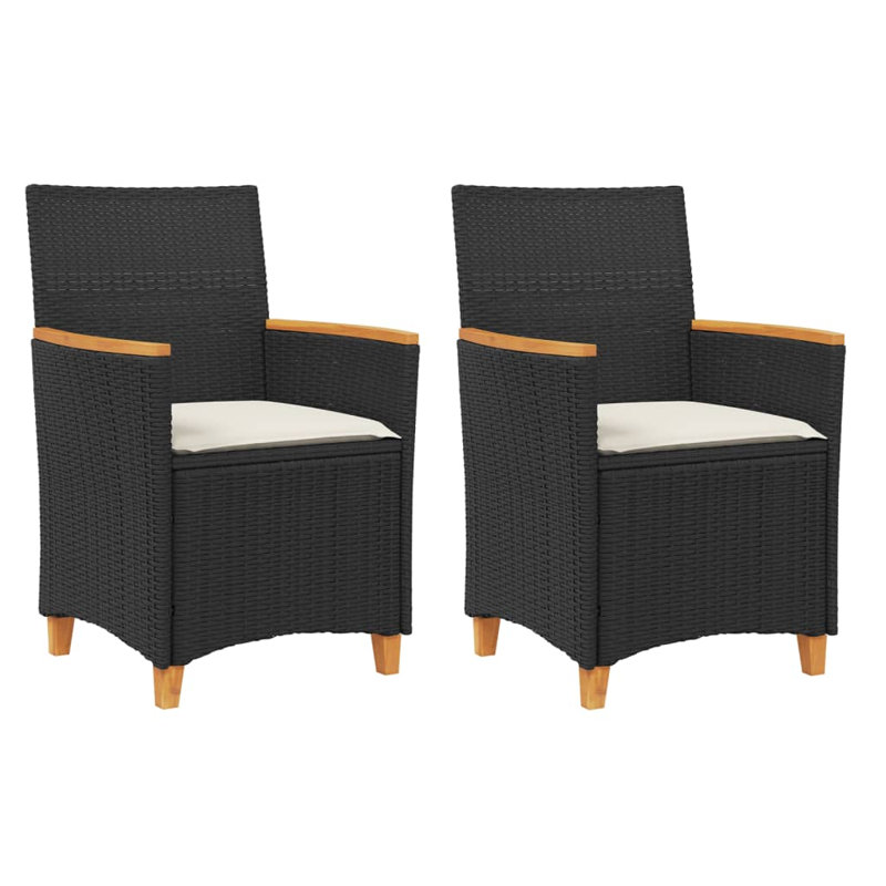 Chaises de patio avec coussins 2 pièces Red Barrel Studio® Red, Noir