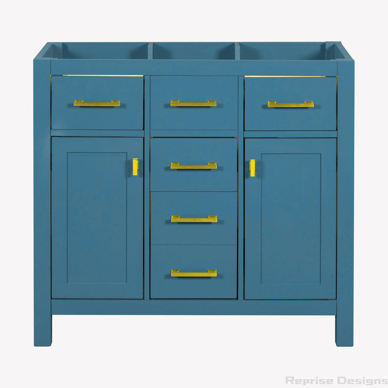 35.51'' Single Bathroom Vanity Base Only, Blue