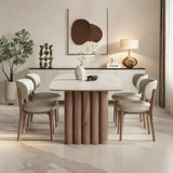 Rectangular rock plate dining table and chair set