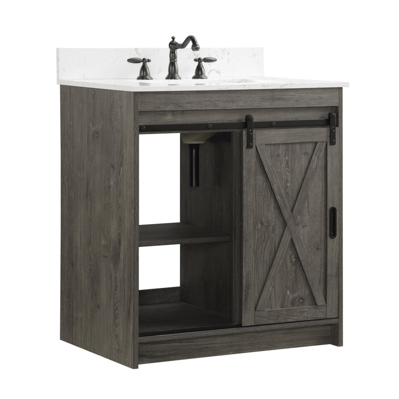Ensemble de meuble-lavabo simple 30 po Jillian, Gris anthracite / noir mat