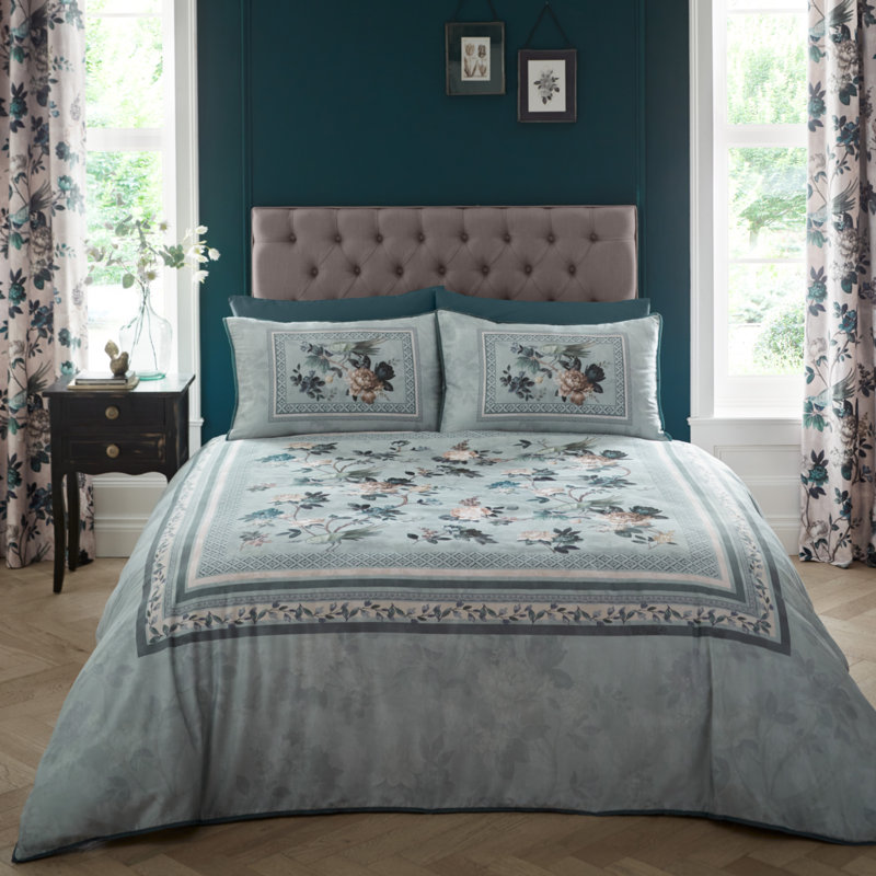 Cotton Floral Duvet Cover Set with Pillowcases Included, Super King - 2 Standard Pillowcase