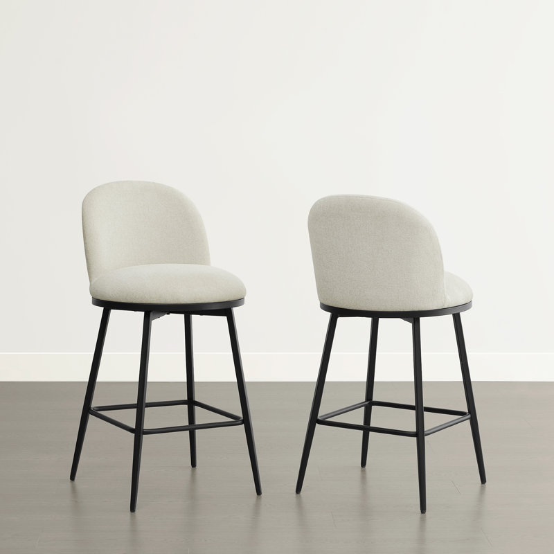 Aura 26'' Upholstered Swivel Counter Stool, Linen, 2