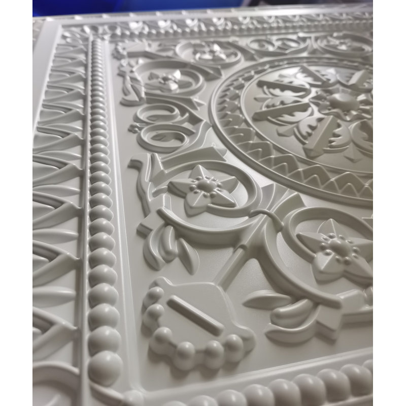 2 pi X 2 pi Carreau de plafond en PVC à coller, carreau de plafond imperméable (48 pieds carrés / caisse), Blanc