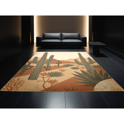 Tapis brun rustique lavable à la machine Peksenak Country - reliure brun clair