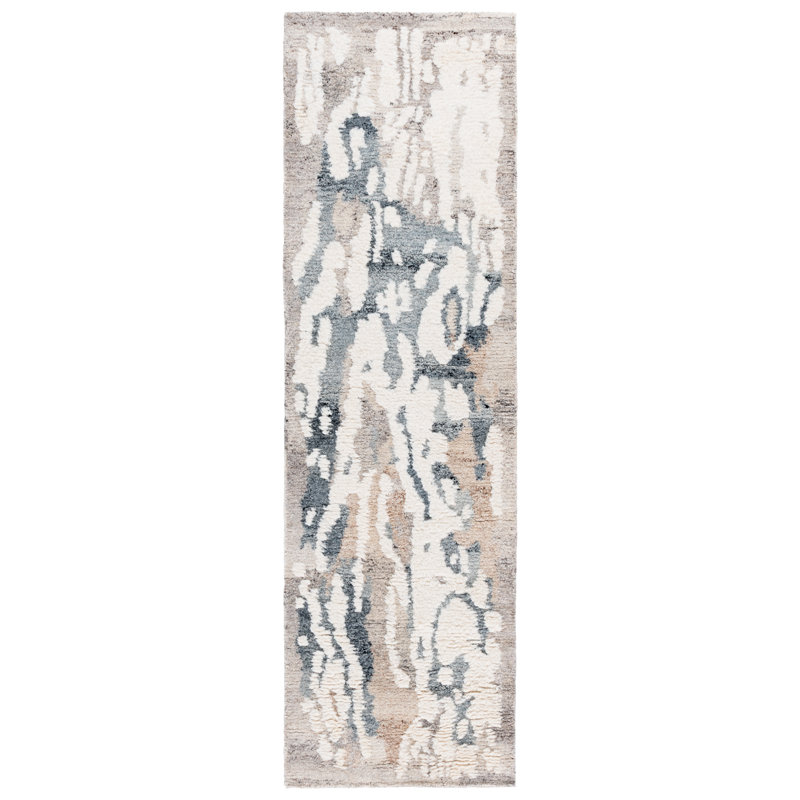 Tapis en laine touffeté à la main Casablanca 446, Tapis de couloir 2 pi 3 po x 8 pi