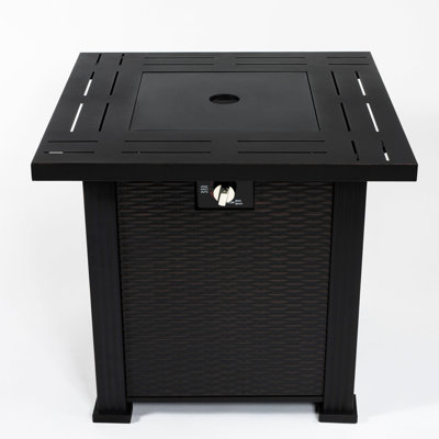 Table de foyer d'extérieur carrée de 28 po, acier, gaz propane, hauteur de l'emballage de 8,27 po, table de gaz carrée sans verre, brûleur en acier, carburant, poids du produit 40 lb, housse