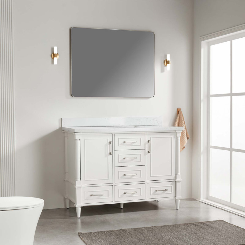 Meuble-lavabo autoportant entièrement assemblé avec 2 poignées