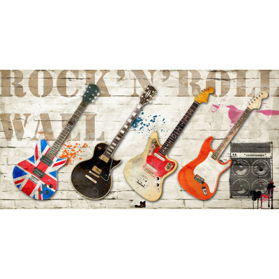 Rock'n'roll Wall 1 Piece Wrapped Canvas Painting