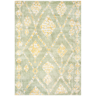 Moroccan Hand Knotted Viscose Cotton Southwestern Rug