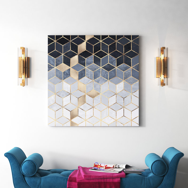 Soft Blue Cubes by Elisabeth Fredriksson - Print on Canvas, 30.48 cm H x 30.48 cm W x 1.91 cm D, Wrapped Canvas