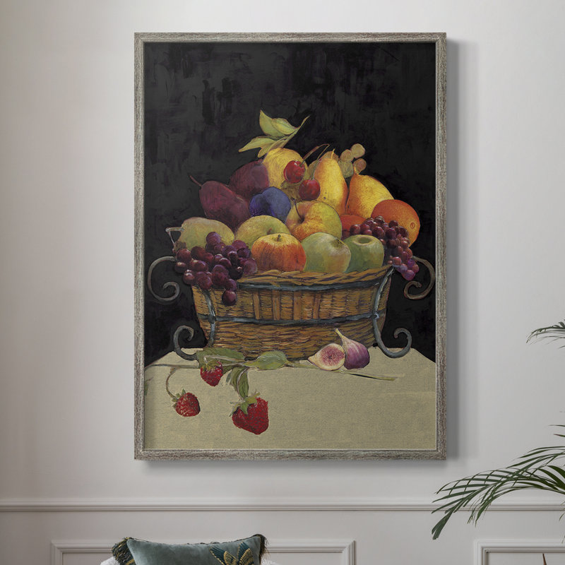 «Fruit Basket I Revisit», reproduction encadrée - bois massif 47222, H 11 po x l 9 po