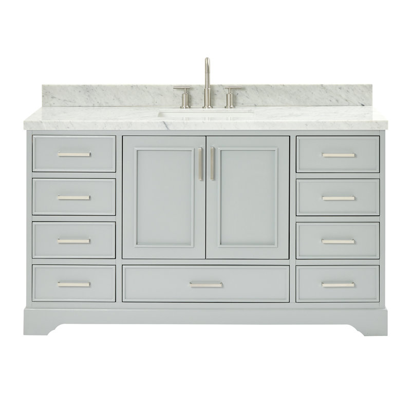 Ensemble de meuble-lavabo simple 61 po Abshire, Gris, Nickel brossé