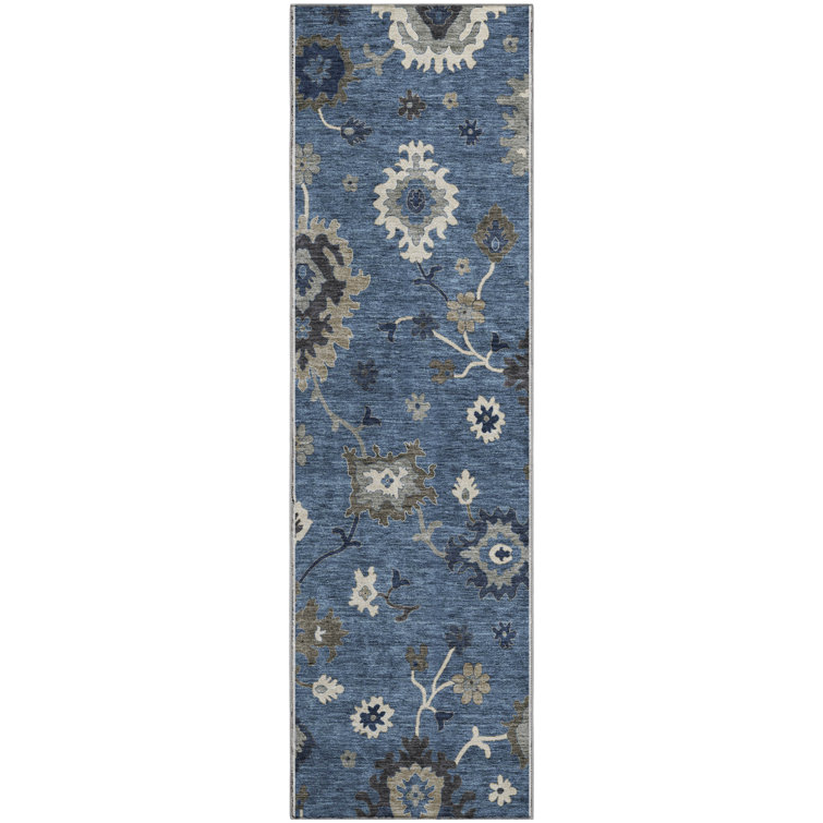 Premium Machine Washable Prisco Blue Rug
