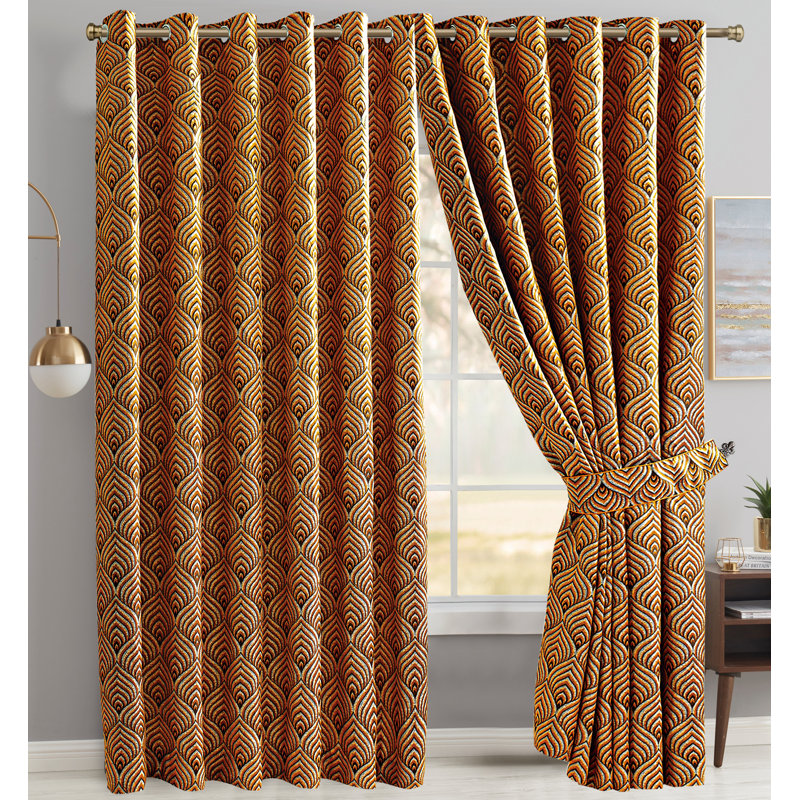Annelise Room Darkening Pair, Orange, 117 W x 137 D cm
