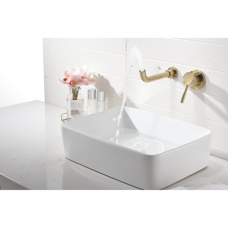 Brushed Nickel Wall Mounted Sink Faucet With Pop-Up Drain, Single Handle For Simple Water Temperature Control, Splash Feature, Stainless Steel Build Bathroom Mount - Effective Design,
